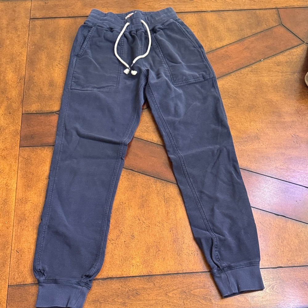 Faherty Navy Blue Drawstring Track Joggers